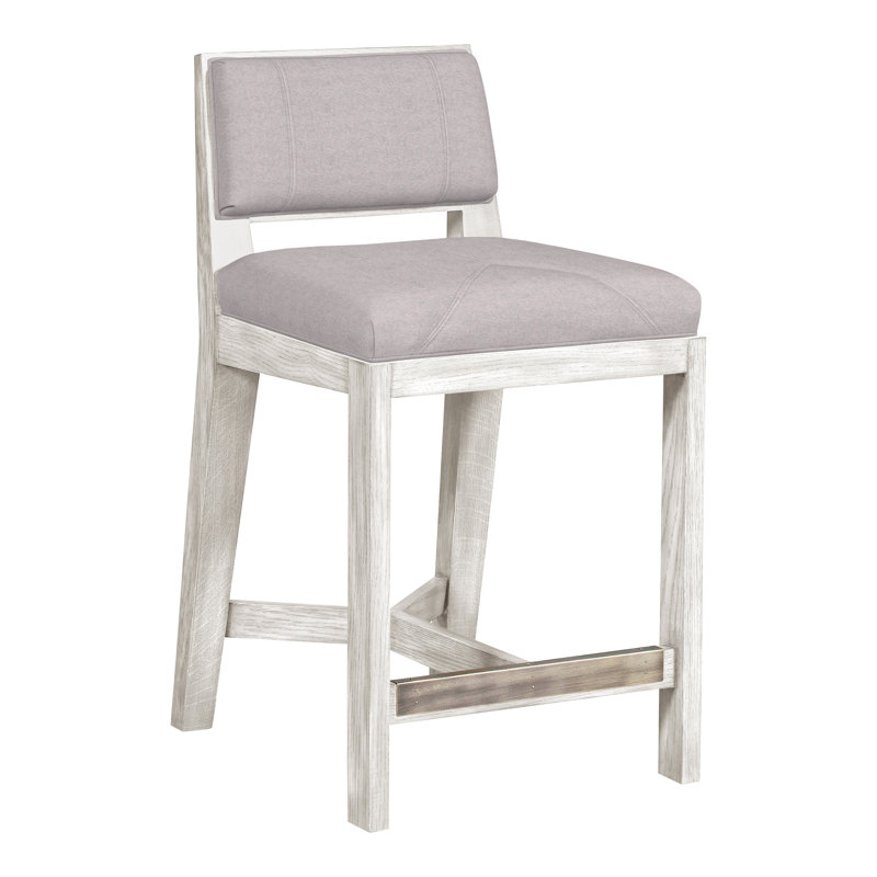 Thom Filicia Solid Wood 26.5" Counter Stool, Nadia Linen, Casa Blanca