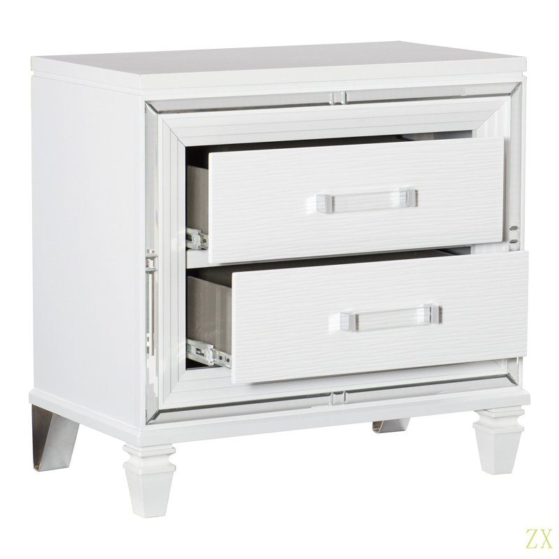 Glamour 1Pc Table de chevet de 2X tiroirs Barre en acrylique Mobilier de chambre à coucher élégant