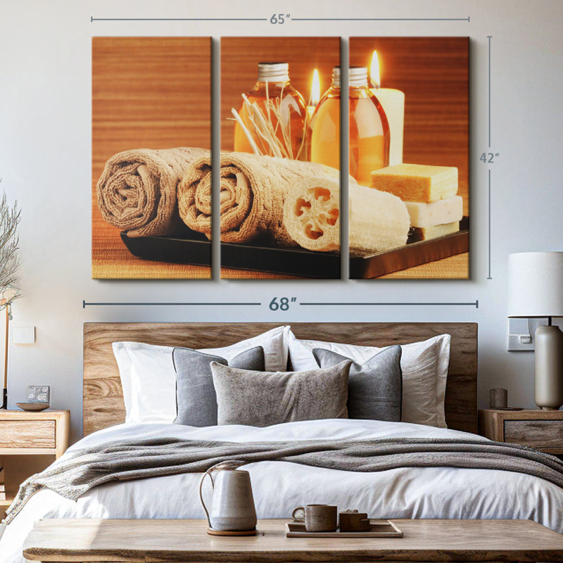 «Spa traitement Essentials» sur toile, H 42 po x l 65 po x P 1,25 po