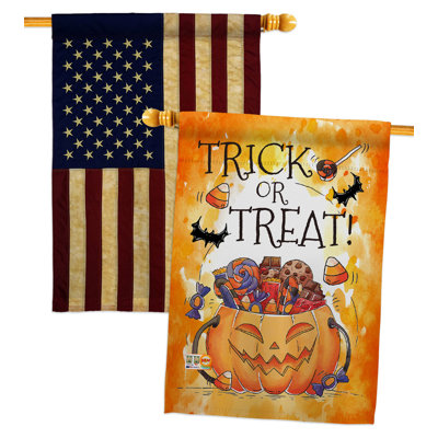 Drapeau de maison en polyester 40 x 28 po Trick or Friate