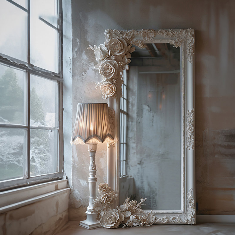 Lampes sur pied en résine blanche et tissu