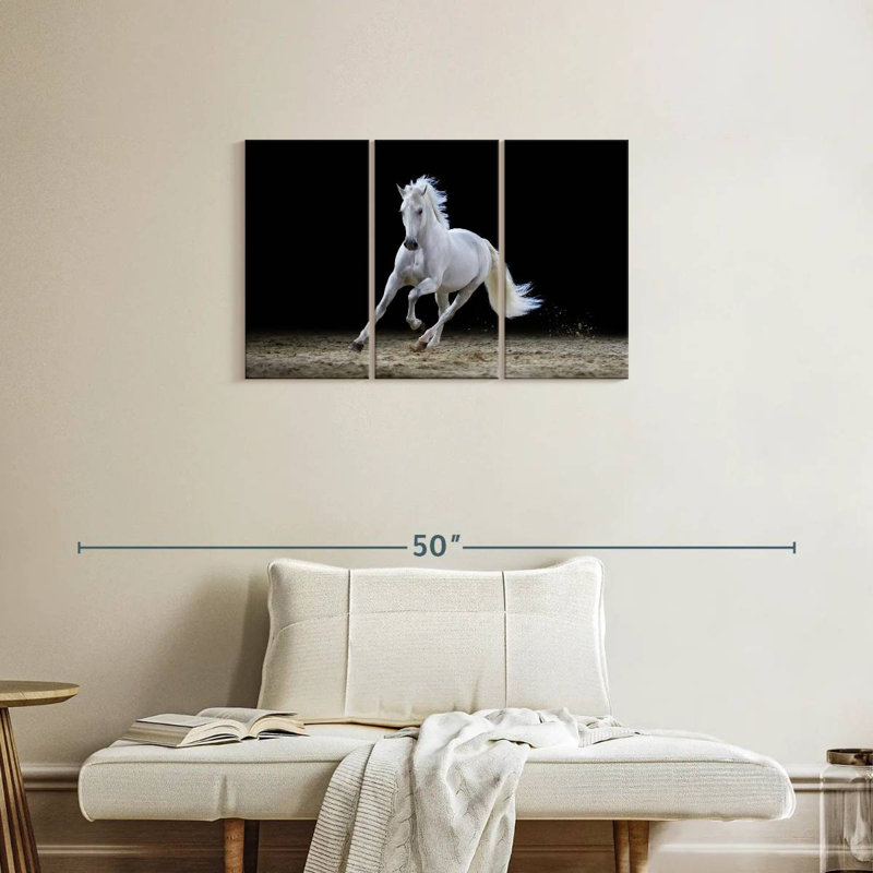 Brampt Galloping White Stallion, 20" H x 33" W