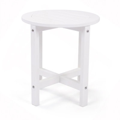HDPE Outdoor Side Table, 16 in. Round All-Weather Patio End Table