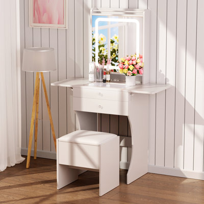 Vanity Set For Small Bedroom, Makeup Vanity With Stool And Drawers