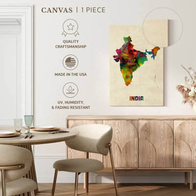 Inde, carte à l'aquarelle I