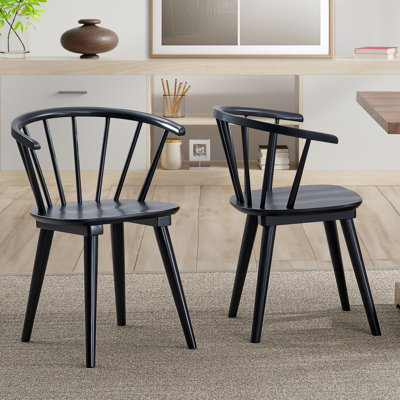 Majidah 21.7" Contemporary Black Windsor Style Spindle Back Dining Side Chair by Gracie Oaks