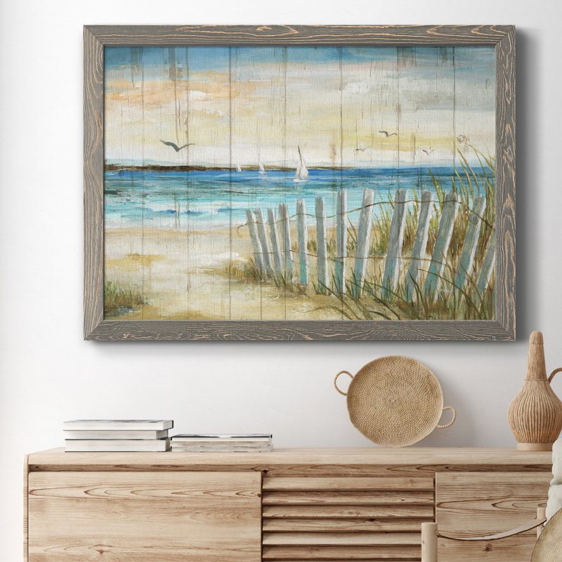 Coastal Causeway - Reproduction d'art sur papier encadrée, H 31,5 po x l 23,5 po x P 1,5 po, gris