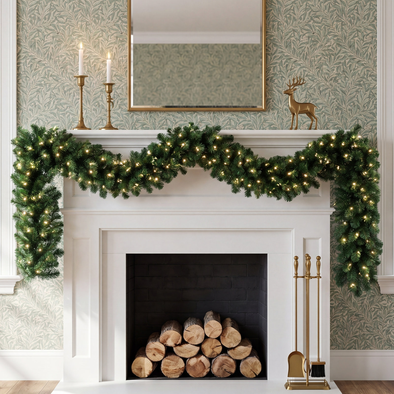 108" Pre-Lit Green Christmas Garland, Warm White