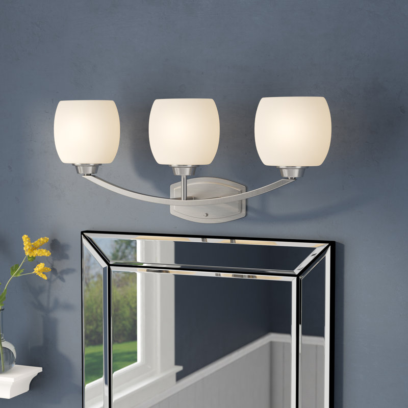 Éclairage pour meuble-lavabo 3 lumières Crafton, Nickel brossé / blanc satiné