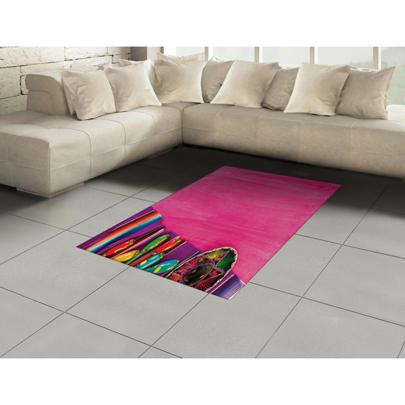 Mexican High Density Long Fiber Poly Threads Decorative Area Rug Carpet, Rectangle 4' x 5'8"