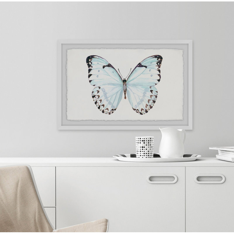 «Translucent Blue Wings» par Abdirazaq, reproduction d'aquarelle encadrée, 30 po x 45 po