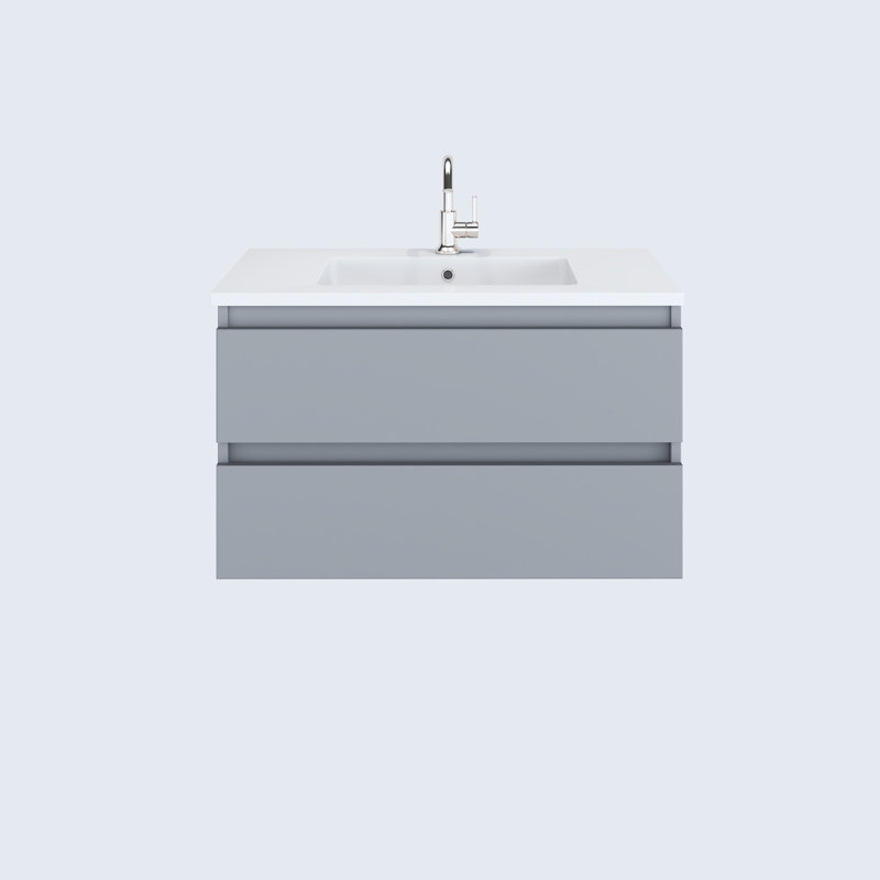 Ensemble de meuble-lavabo simple mural flottant en acrylique 36 po Salt [20D], gris