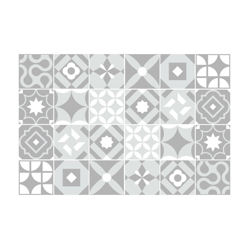 PVC Peel & Stick Mosaic Tile, Light Grey Retro