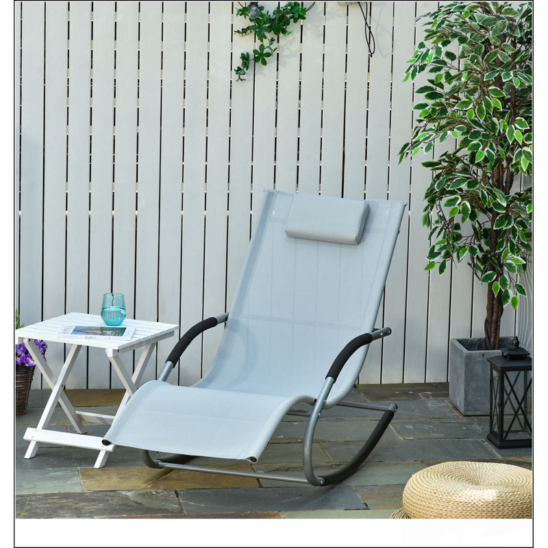 Chaise longue à bascule Outsunny Zero Gravity, structure en acier durable et lin respirant pour le confort et la détente