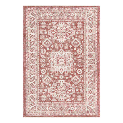 Tapis intérieur / extérieur rouge rouille en polypropylène tissé à la machine Archange