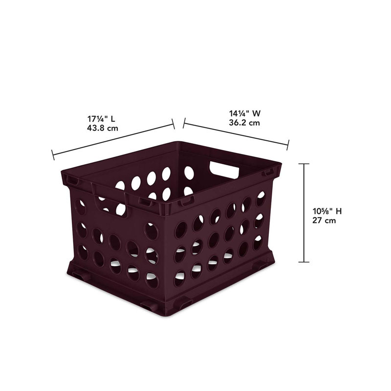 Stackable File Storage Plastic Crate, Red