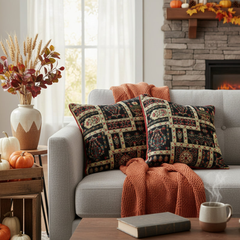 Cotton Blend Reversible Pillow Cover