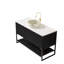 Meuble-lavabo autoportant de 48 pouces avec lavabo, 3 portes, tablette ouverte et plateau en pierre frittée durable