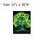 Arbre vert luminescent sur toile noire de qualité supérieure, décoration murale 24 po x 18 po