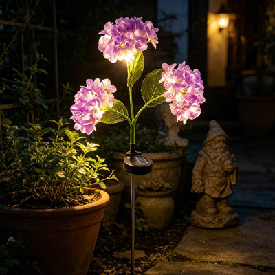 Artificial Flower Solar Powered Hydrangea Flower Lights Courtyard Lights Outdoor Waterproof Garden Balcony Decoration Landscaping Outdoor Floor Mounted Hydrangea Flower Ligh