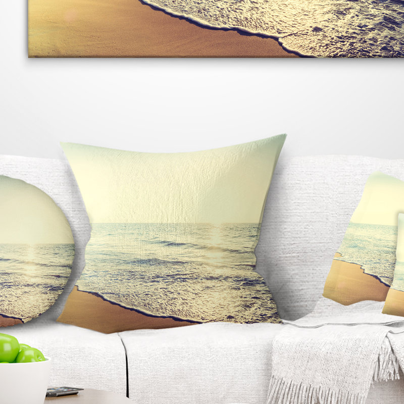 Coussin Bright Seashore pendant le coucher du soleil - imprimé mer et rivage, 16 po x 1 po, Coussin décoratif