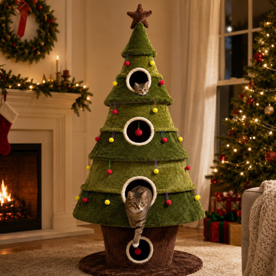 Arbre de Noël 67 po avec condos et jupe d'arbre
