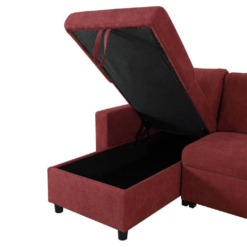 KCG- 83" Wide 2-Piece Flannel Sofa Bed For Living Room Lounge, Office Lobby, Red Cotton Blend