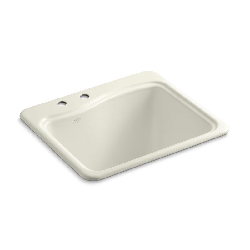 River Falls Metal Rectangular Drop-In Bathroom Sink, Biscuit, 2