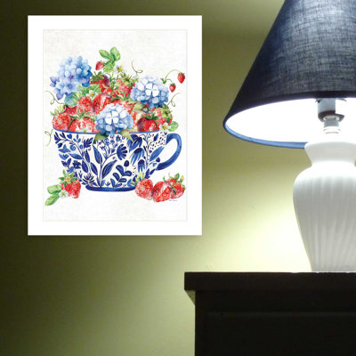 "Strawberry Delight" Bynicole Decamp , Ready To Hang Framed Print, White Frame