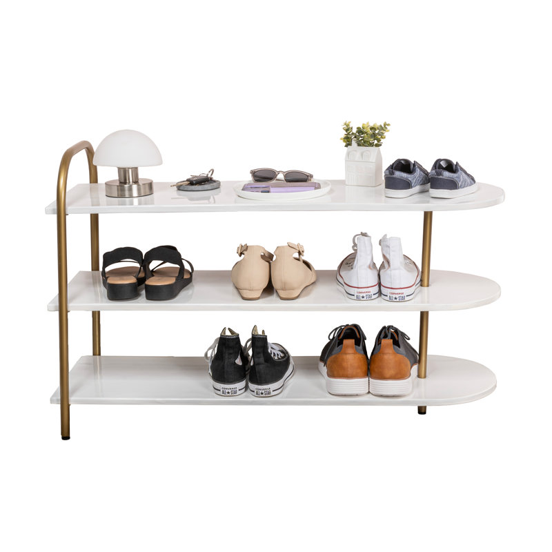 Range-chaussures 9 paires Gibbens, Blanc / Doré