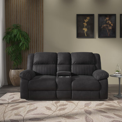 Canapé double inclinable noir avec console