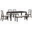 Ensemble de salle à manger extensible 6 pièces avec chaises rembourrées et banc pour une utilisation polyvalente et peu encombrante.