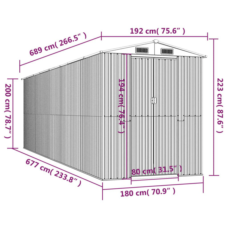 Averardo 6" ft. W x 23" ft. D Galvanised Steel Apex Garden Shed