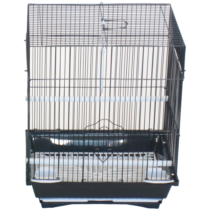 Petit cage à perruche avec porte d’accès pour aliments flat top, Noir