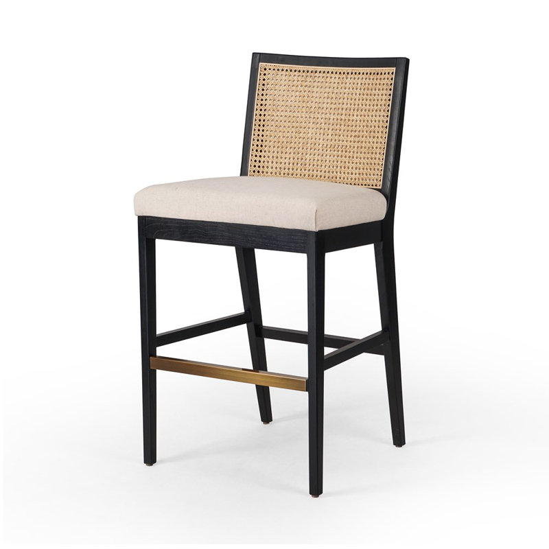 Tabouret de comptoir et de bar Sergi, Tabouret de bar (siège d'une hauteur de 31 po), Naturel/noir