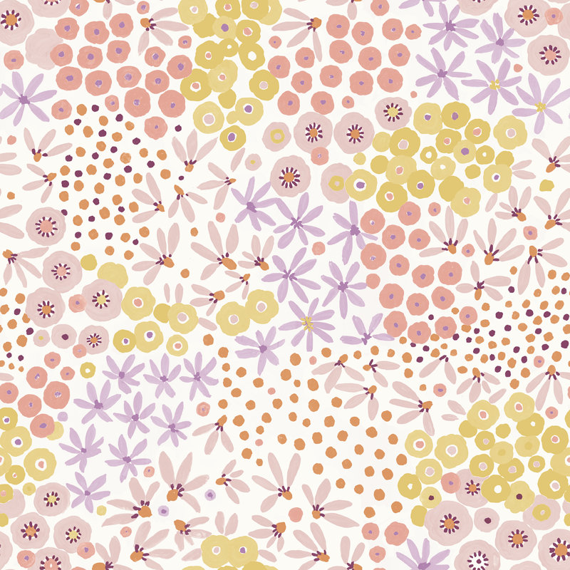 Rouleau de papier peint adhésif L 18 pi x l 20,5 po, Rose / jaune / orange