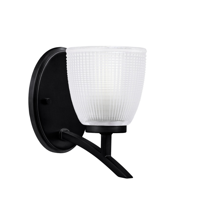 Matte Black 5" Sconce with Clear Ribbed Glass Shade