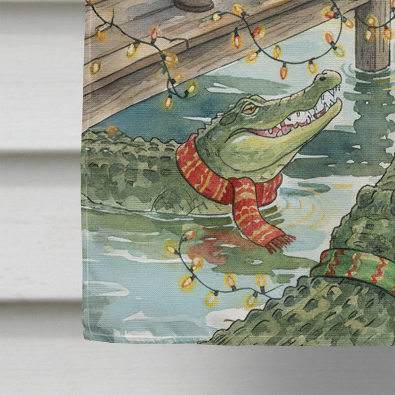 Cajun père Noël nourrissant le drapeau de la maison de Noël des Gators, House Size, Cajun Santa Feeding the Gators