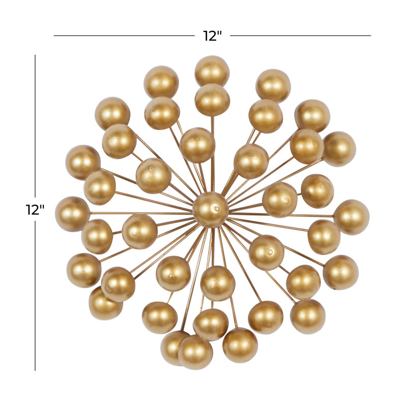 Gold Metal Starburst Wall Sculpture with Orb Detailing