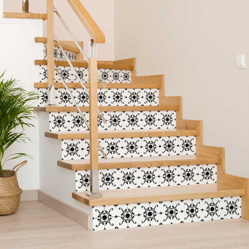 Black and White Vinyl Arabesque Peel and Stick Mosaic Tiles, 12x12