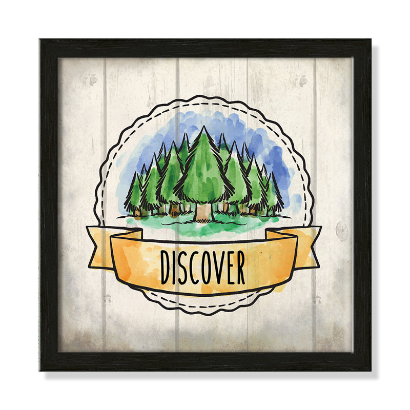 «Adventure is out There», art encadré 3, 12" H x 12" W x 1.18" D, Cadre boîte à grain de bois noir