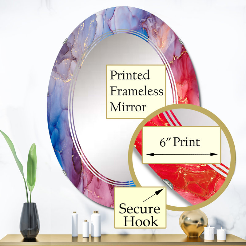 Miroir mural moderne bleu et violet, 36 po x 24 po