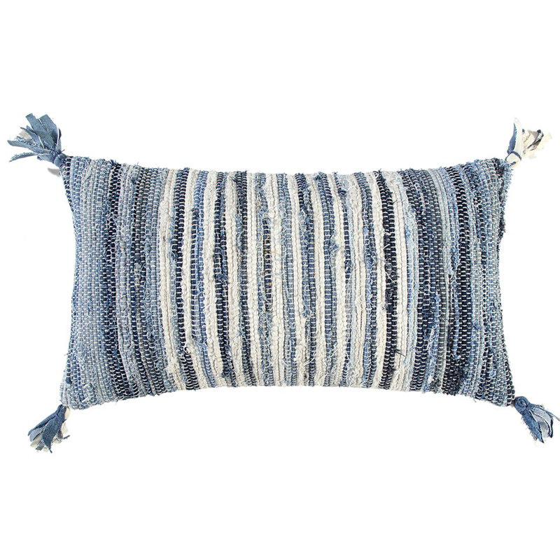 Rectangular Cotton Pillow Cover & Insert, Blue/Navy/White