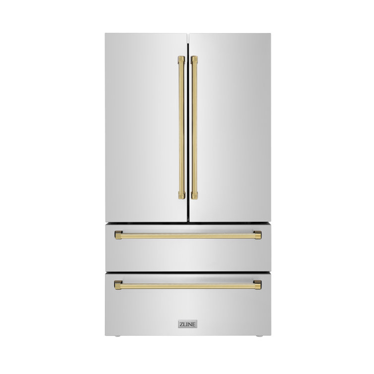 ZLINE 36" Autograph Edition 22.5 cu. ft Freestanding French Door Refrigerator with Ice Maker in Fingerprint
