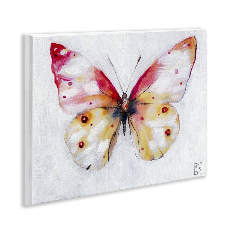 Plaque murale rose et jaune papillon, design par Sara Culpepper