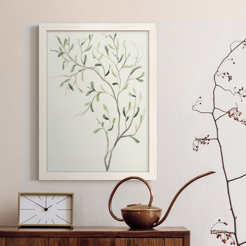 «Spindle Sprig I», peinture sur toile encadrée, H 24 po x l 20 po x P 1 po, Blanc
