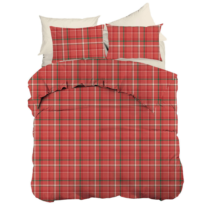 Premium Ranforce Quilt Cover Set, 102 x 87 | 100% Cotton, 145 Thread Count | Includes 2 Pillowcases 23.6 x 23.6 | Machine Washable, Pigment Printed, Christmas Design in Red, Offwhite & Green