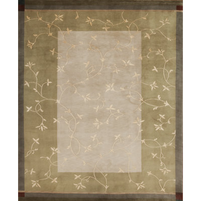 Presidential Hand Knotted Floral Area Rug in Beige