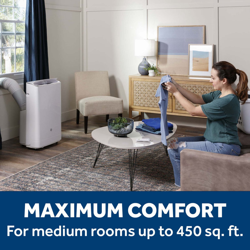GE® 10,000 BTU Class Smart Heat/Cool Portable Air Conditioner for Medium Rooms up to 450 sq ft. (10,300 BTU DOE)