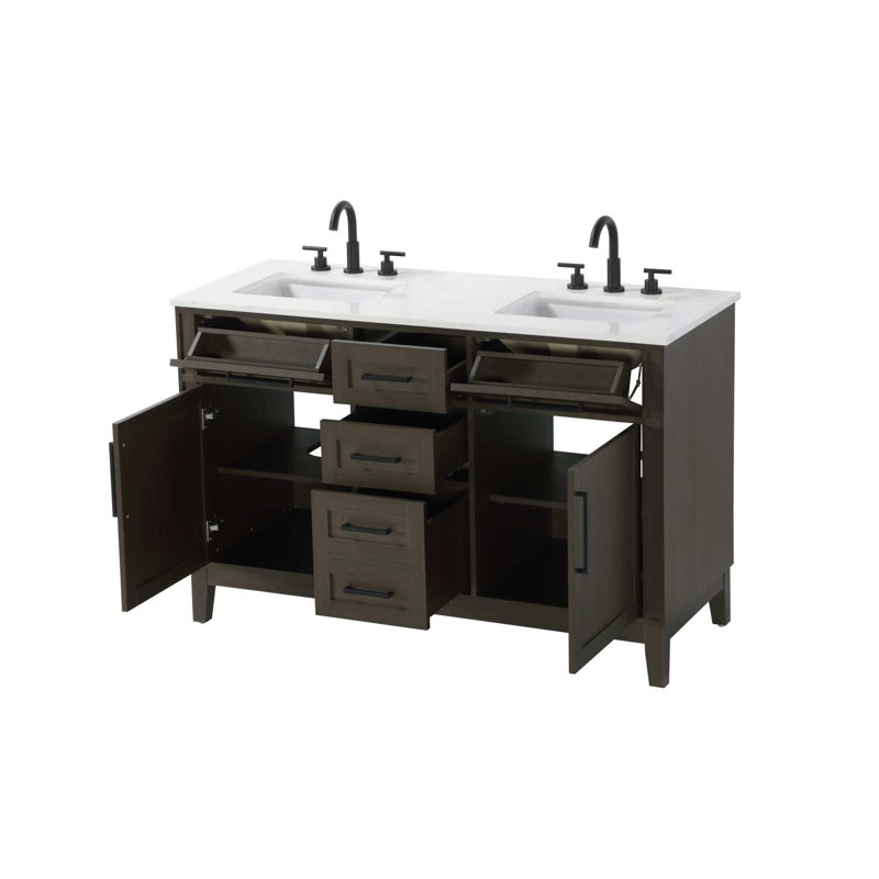Meuble-lavabo double 54 po brun moka, Brun moka, 54"